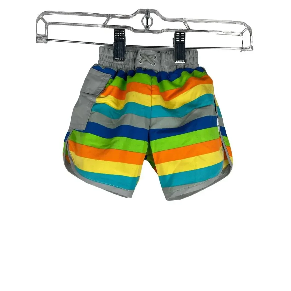 iPlay Boys' Trunks Built-in Reusable Swim Diaper 12mo UPF50+ Stripe